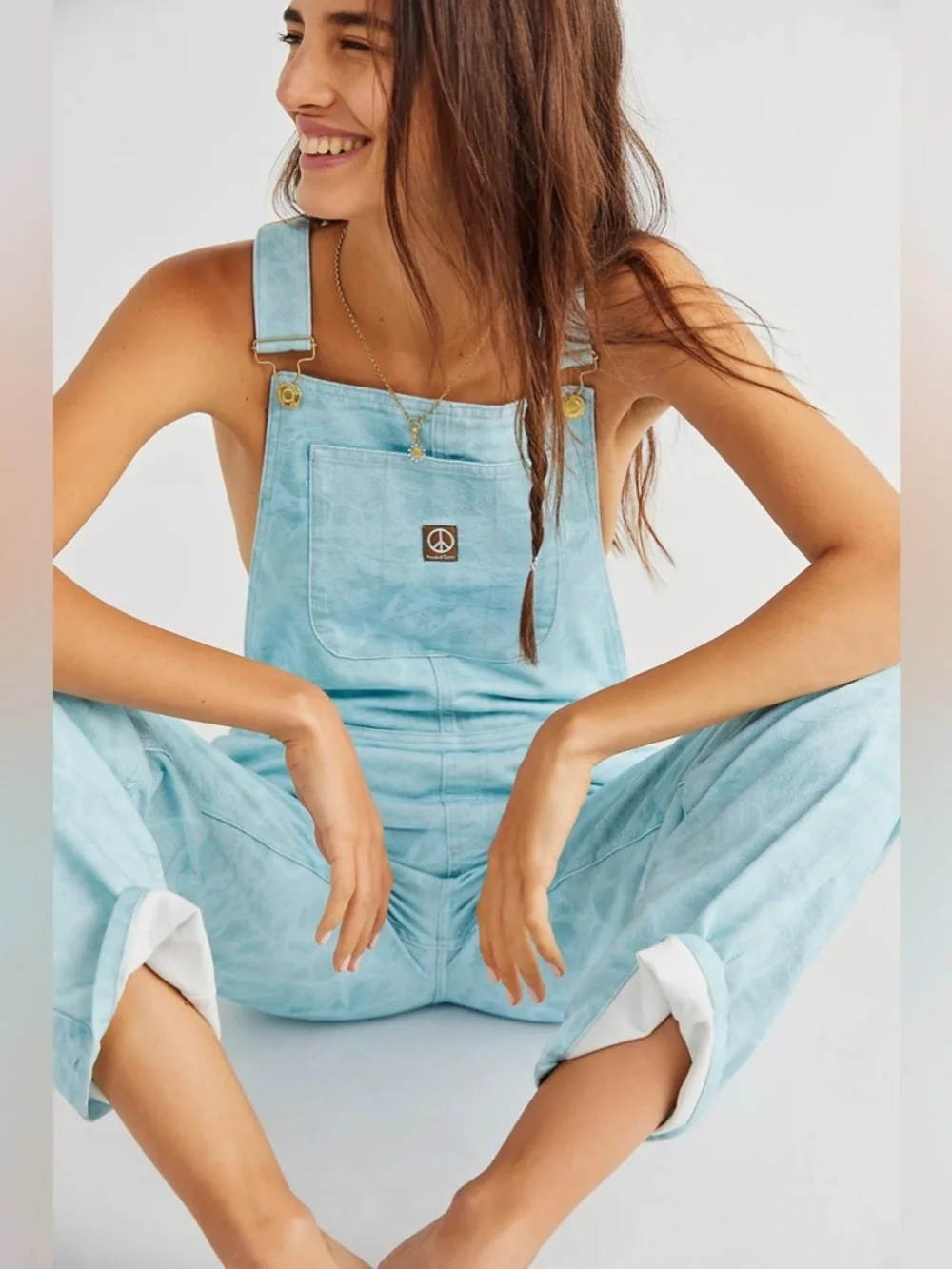Free People House Of Sunny Overalls Women’s US Sz 4 Pure Shores Ocean Wash - Picture 1 of 13